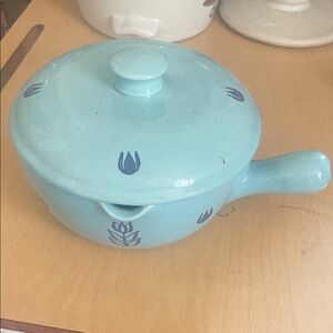 Vintage Cronin Blue Ceramic Casserole Dish with Lid